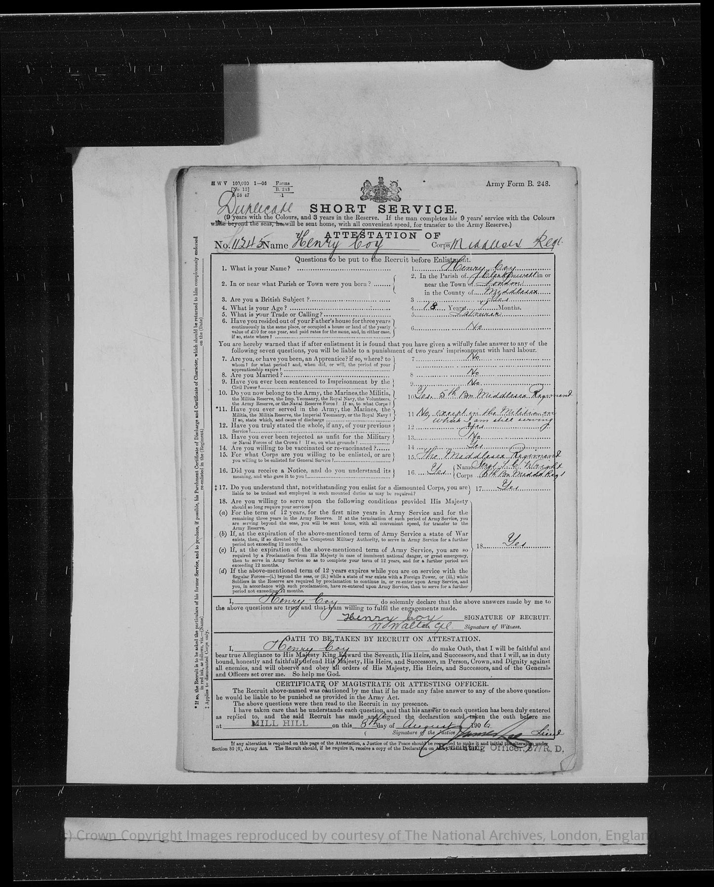 3rd Middlesex Regiment WW1 Medal Trio served Singapore India Salonika France