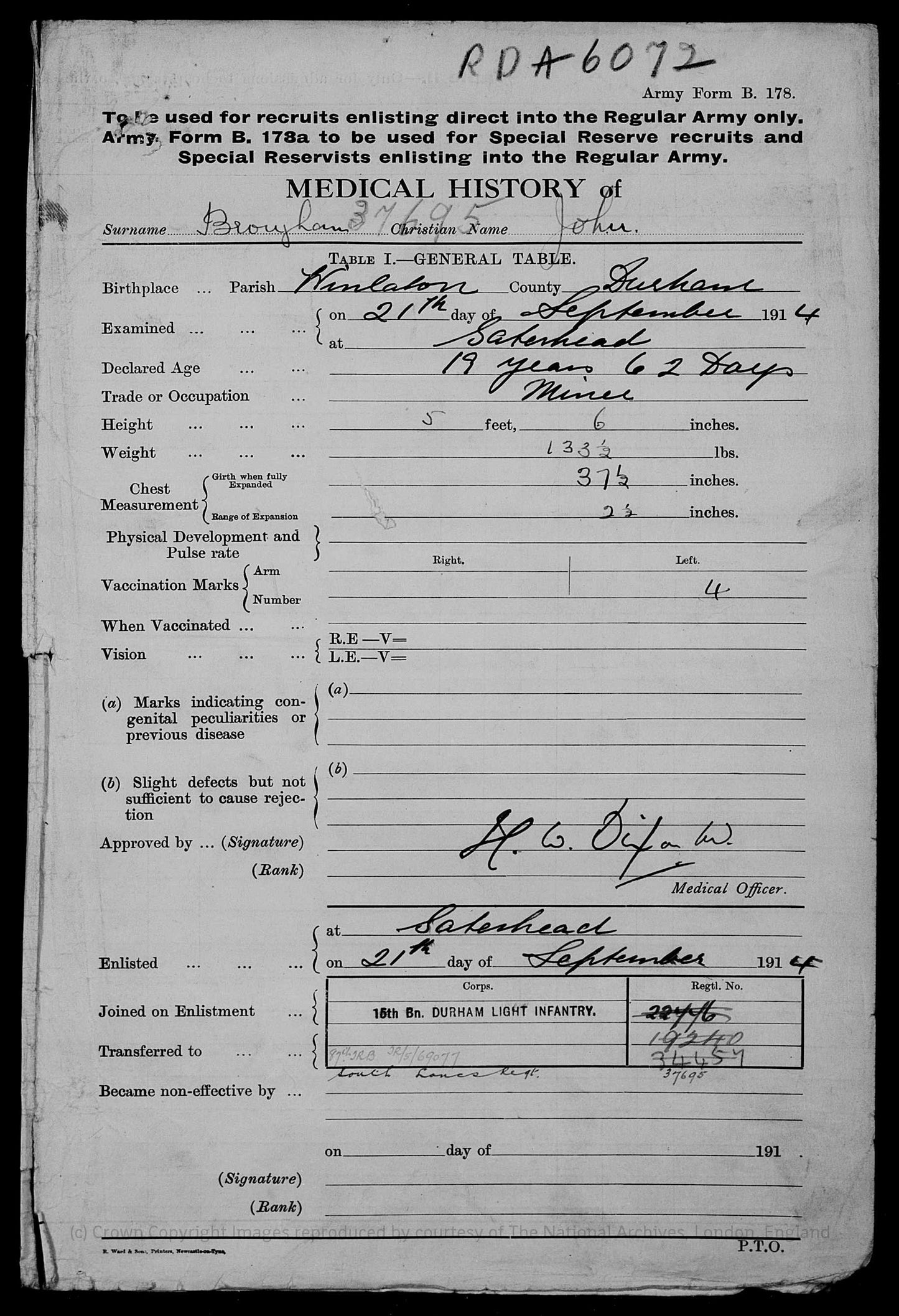 15th Durham Light Infantry - Wounded in Action - WW1 Medal Trio - South Lancashire Regt - Rowlands Gill