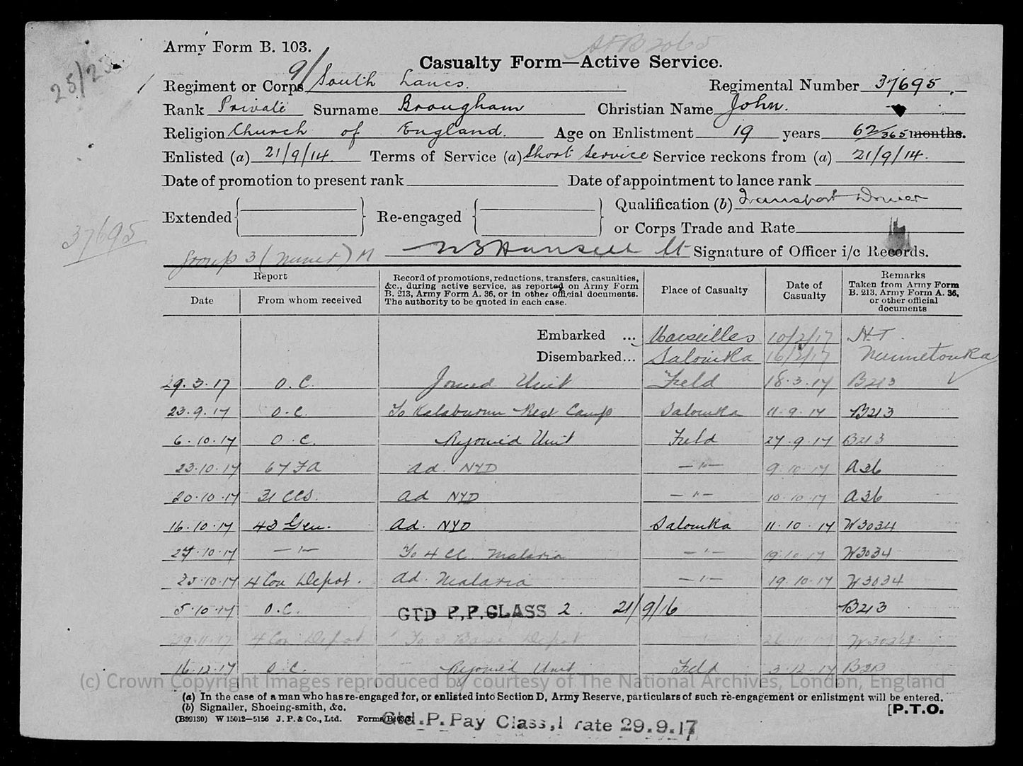15th Durham Light Infantry - Wounded in Action - WW1 Medal Trio - South Lancashire Regt - Rowlands Gill