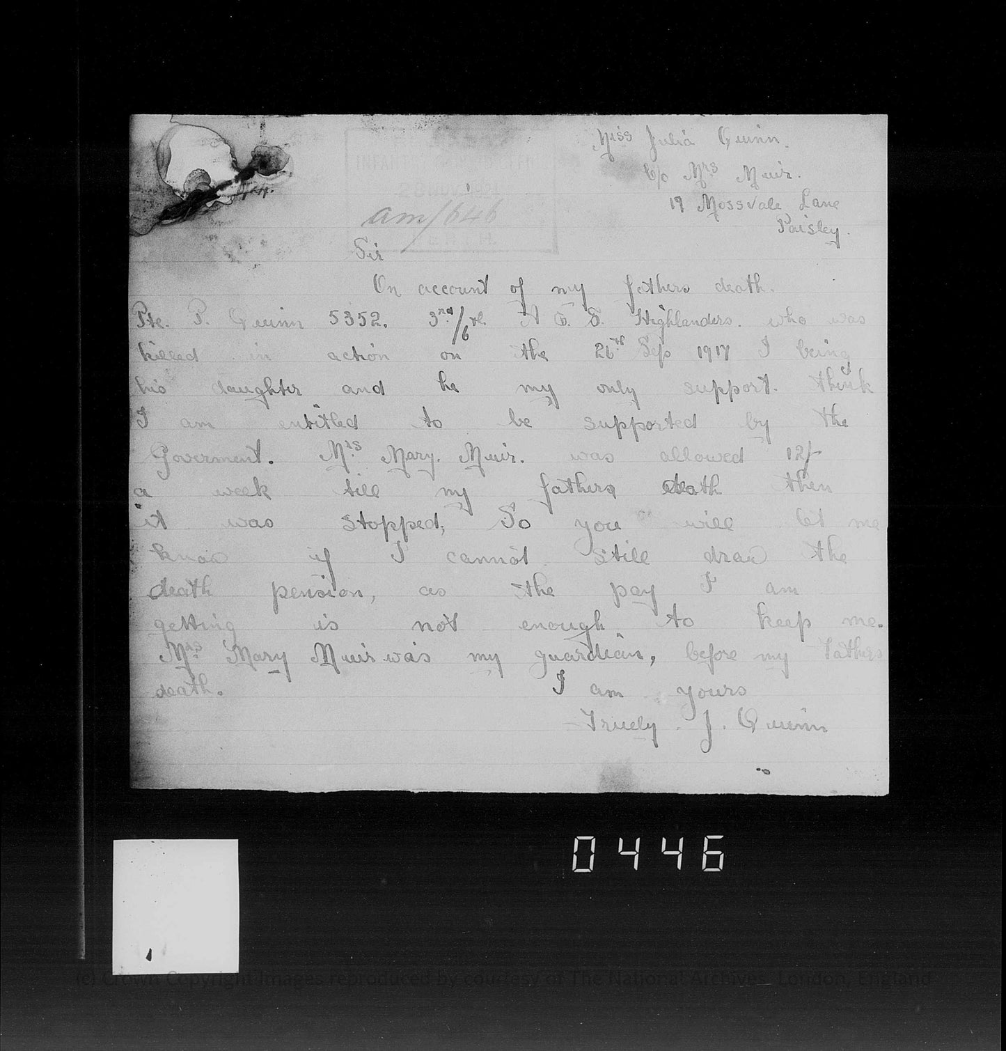 Argyll & Sutherland Highlanders - Killed in Action Somme 1916 Capture of Morval - WW1 Medal Pair - From Paisley