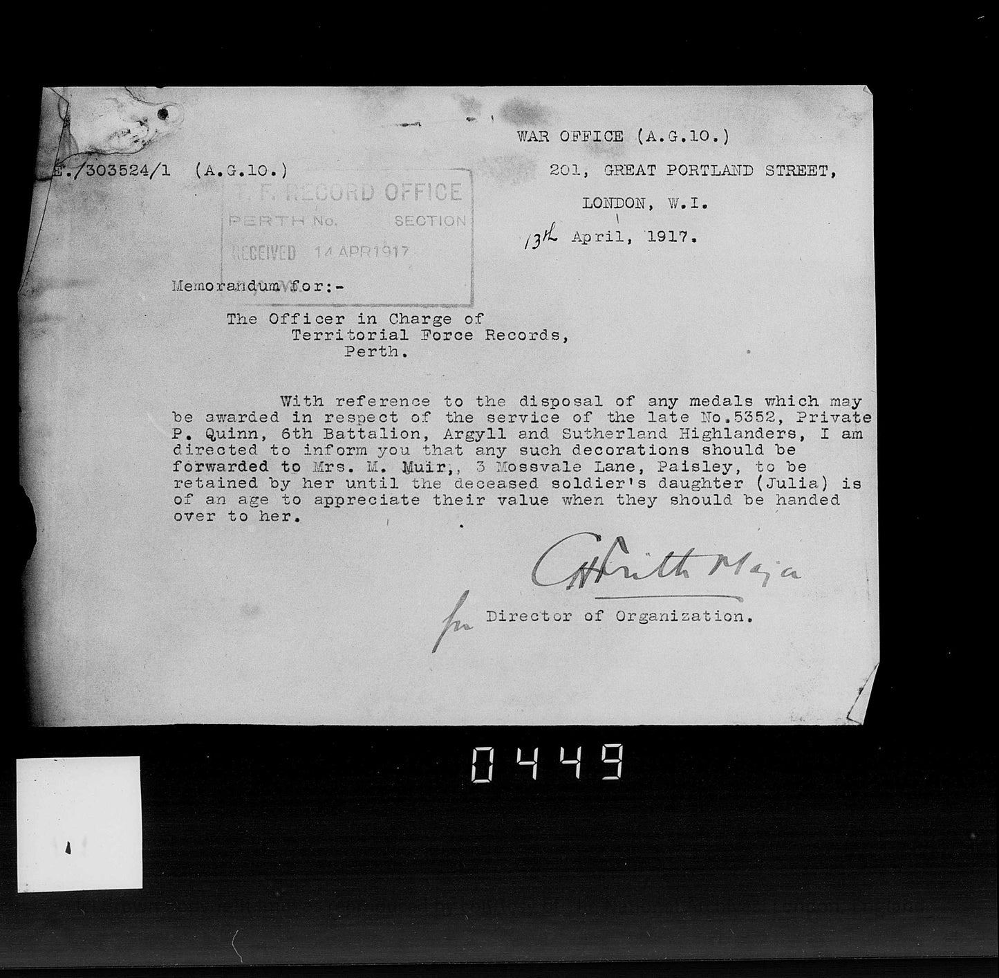 Argyll & Sutherland Highlanders - Killed in Action Somme 1916 Capture of Morval - WW1 Medal Pair - From Paisley