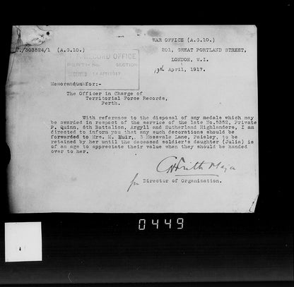 Argyll & Sutherland Highlanders - Killed in Action Somme 1916 Capture of Morval - WW1 Medal Pair - From Paisley