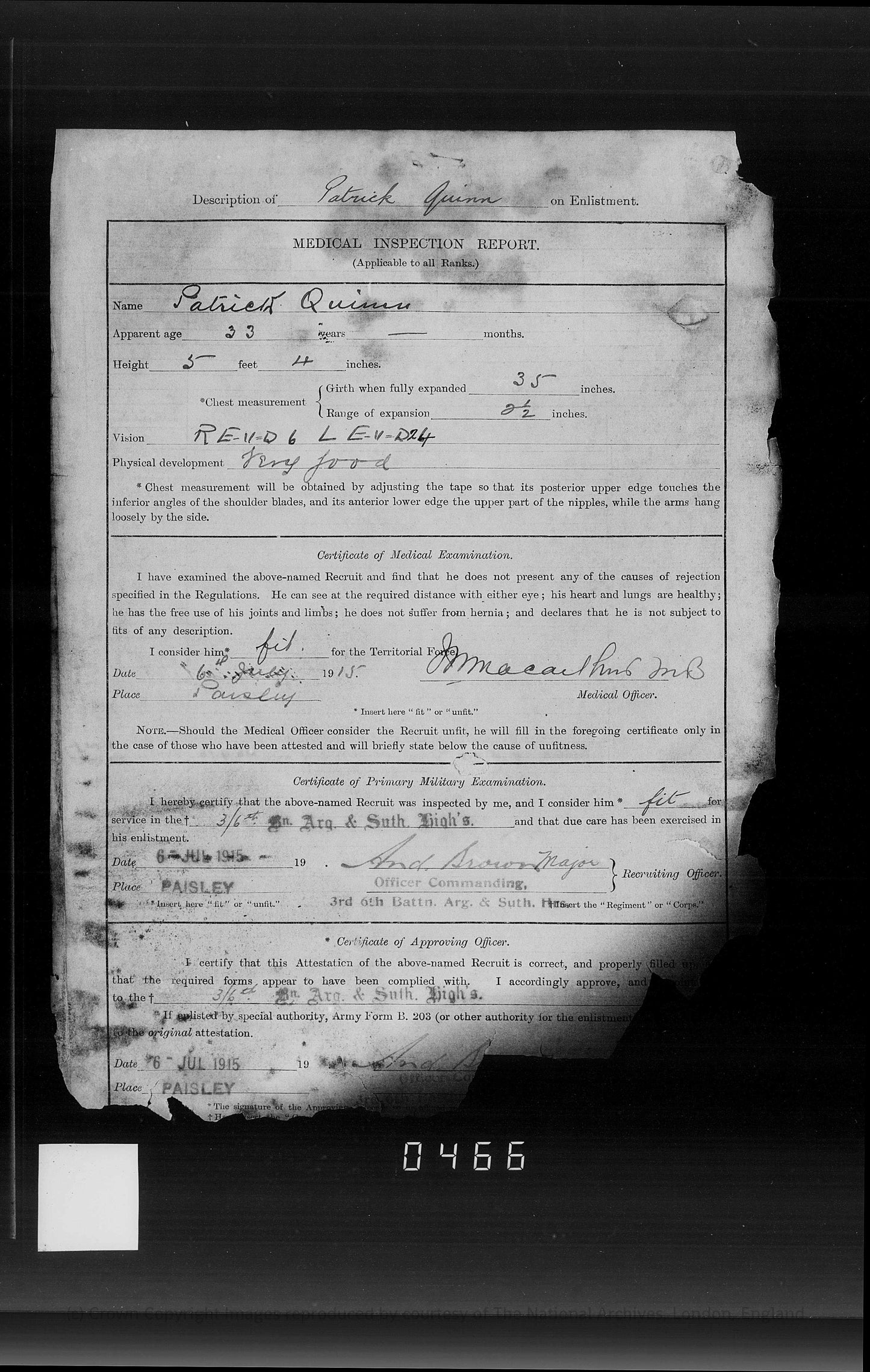 Argyll & Sutherland Highlanders - Killed in Action Somme 1916 Capture of Morval - WW1 Medal Pair - From Paisley