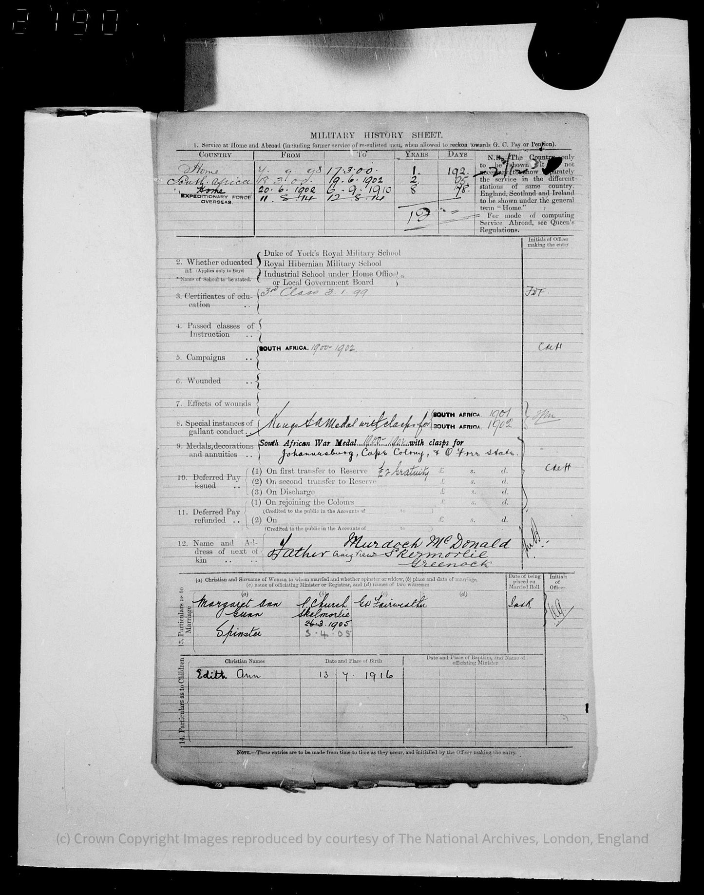 Coldstream Guards - Queen's & King's South Africa Medals - Wounded WW1 - Largs, Ayrshire