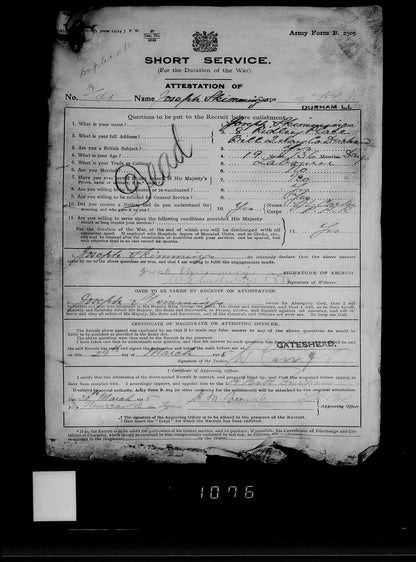 19th Bantams 20th Wearside Durham Light Infantry - Killed in Action Somme 1916 - Memorial Plaque