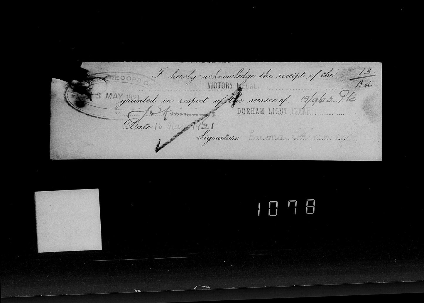 19th Bantams 20th Wearside Durham Light Infantry - Killed in Action Somme 1916 - Memorial Plaque