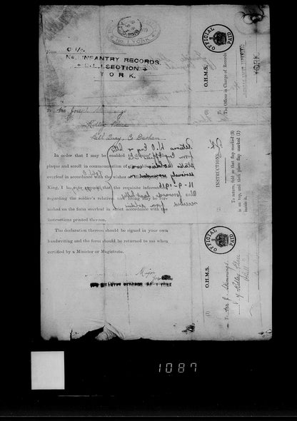 19th Bantams 20th Wearside Durham Light Infantry - Killed in Action Somme 1916 - Memorial Plaque