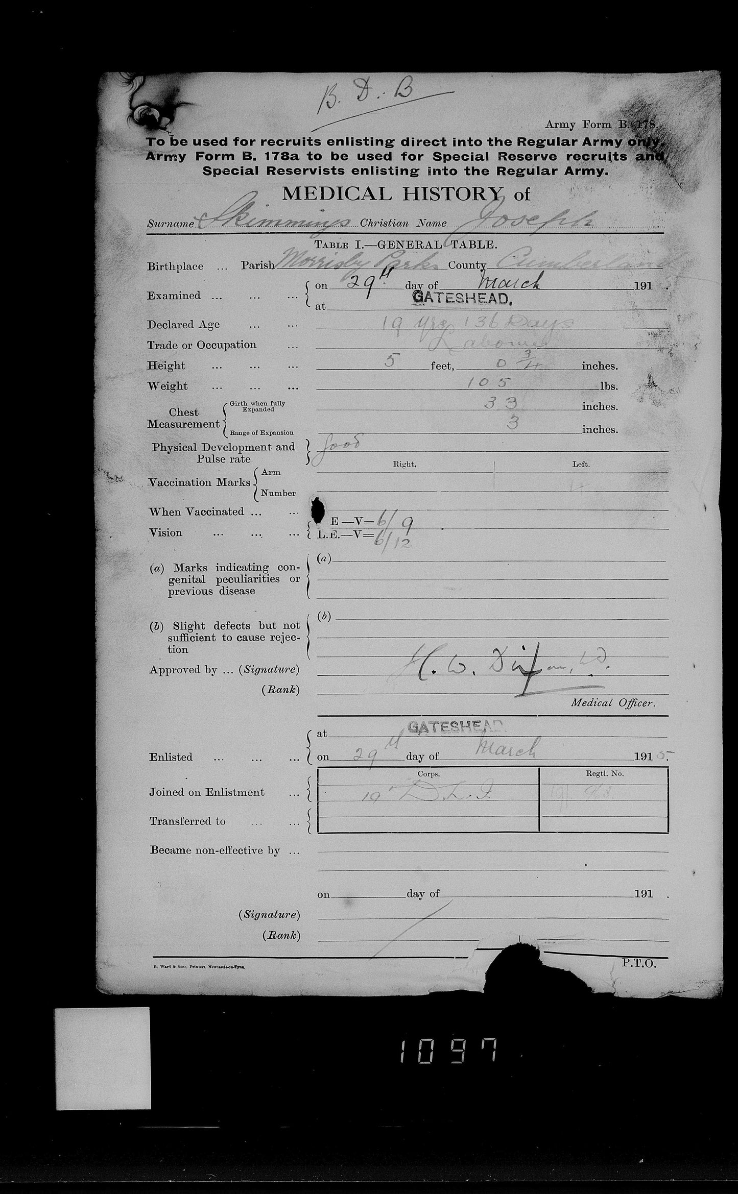 19th Bantams 20th Wearside Durham Light Infantry - Killed in Action Somme 1916 - Memorial Plaque