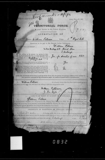 5th Bn. Royal Scots – Died of Wounds in Bombing Trench Raid 1916 – WW1 Medal Pair – From Bourtie, Inverurie