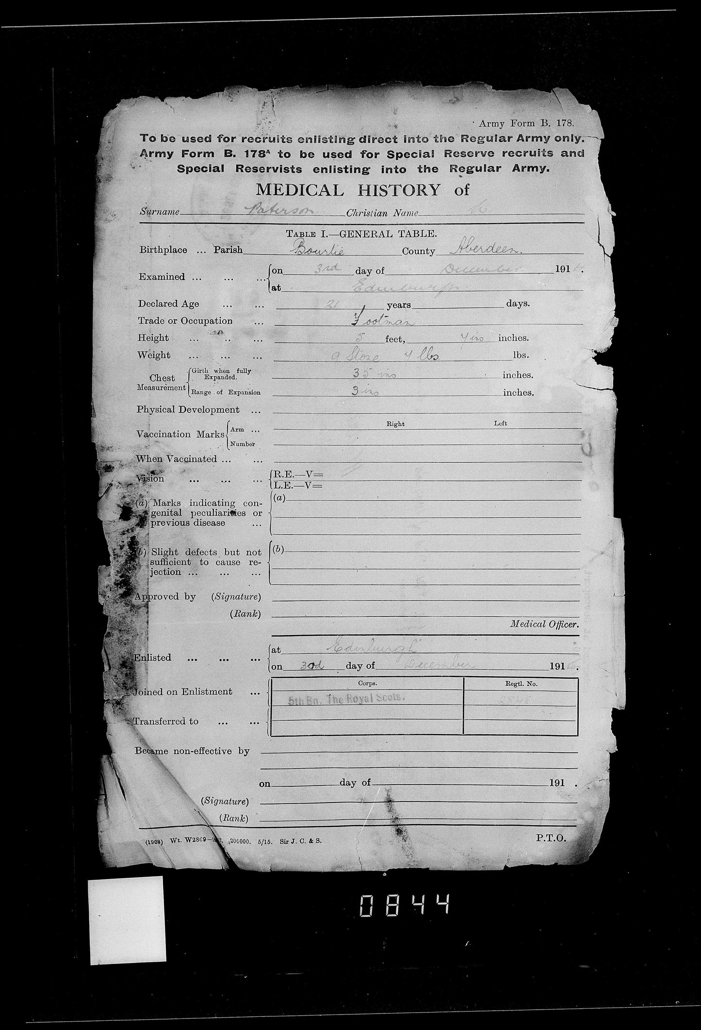 5th Bn. Royal Scots – Died of Wounds in Bombing Trench Raid 1916 – WW1 Medal Pair – From Bourtie, Inverurie