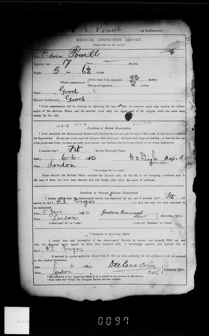 Royal Engineers Territorial Efficiency Medal Group WW1 Powell from Limehouse