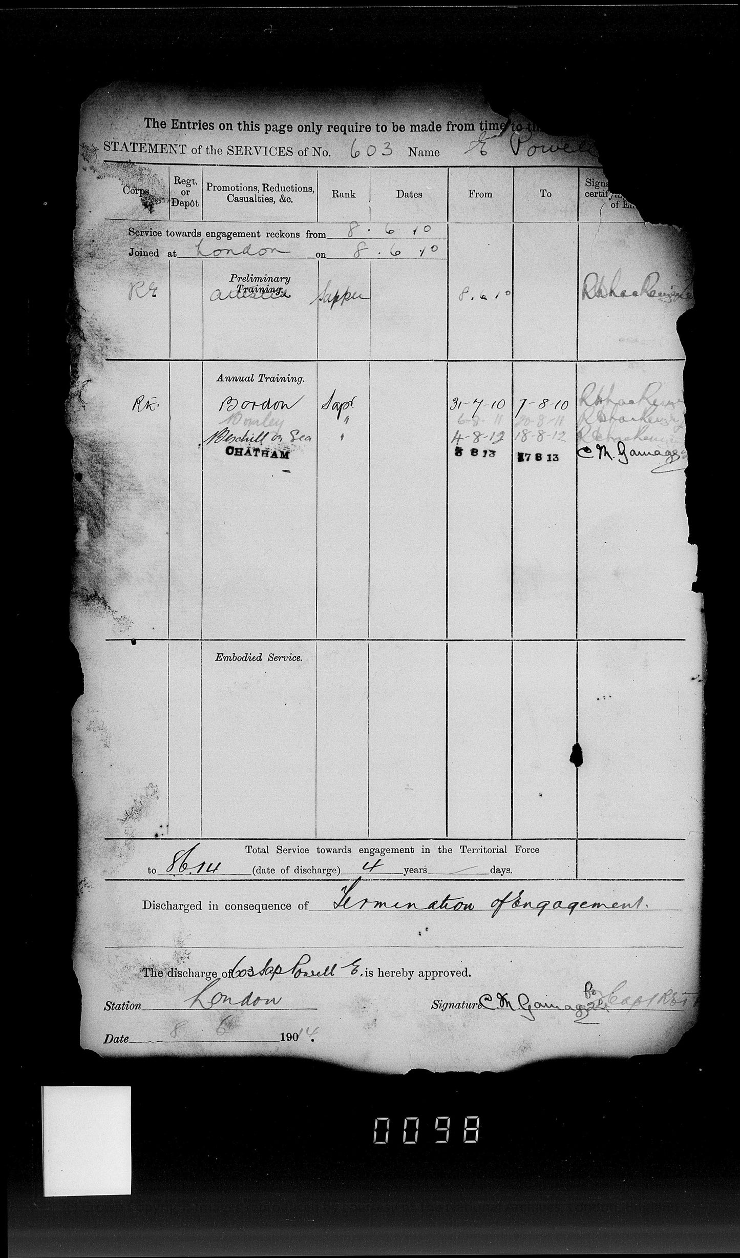 Royal Engineers Territorial Efficiency Medal Group WW1 Powell from Limehouse