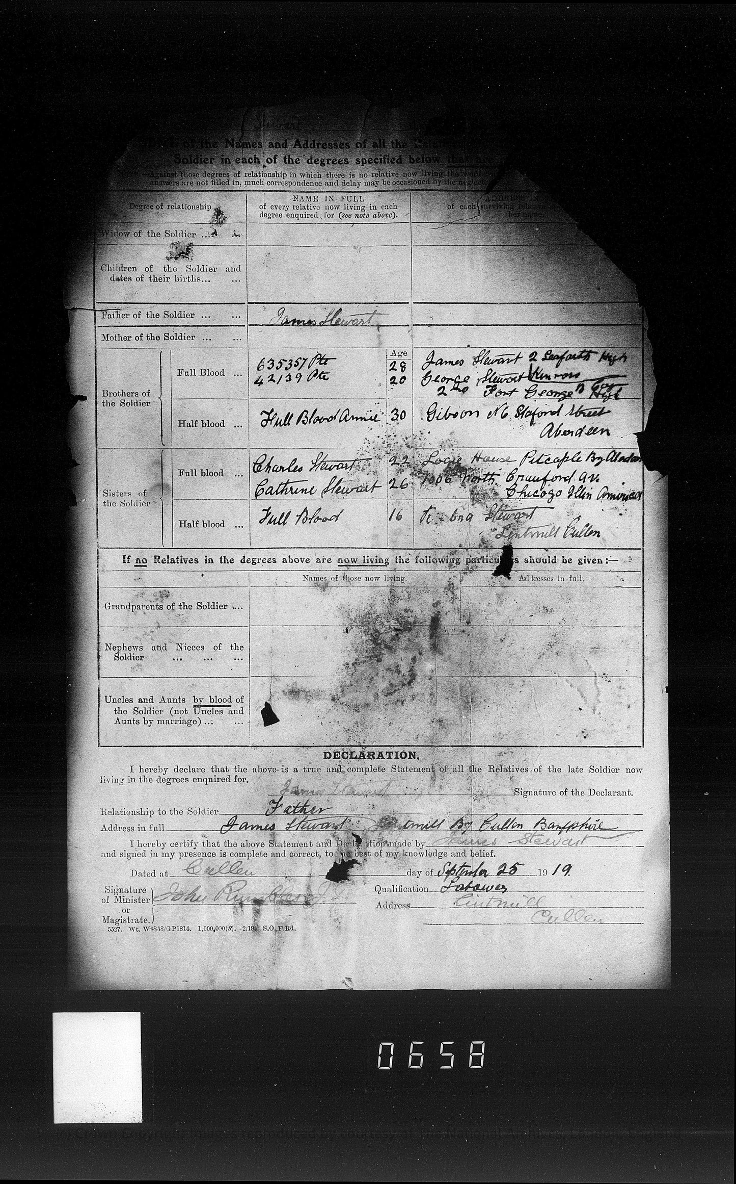 Gordon Highlanders - Killed in Action Battle of Loos Sept 1915 - WW1 Medal Trio - From Cullen, Banffshire