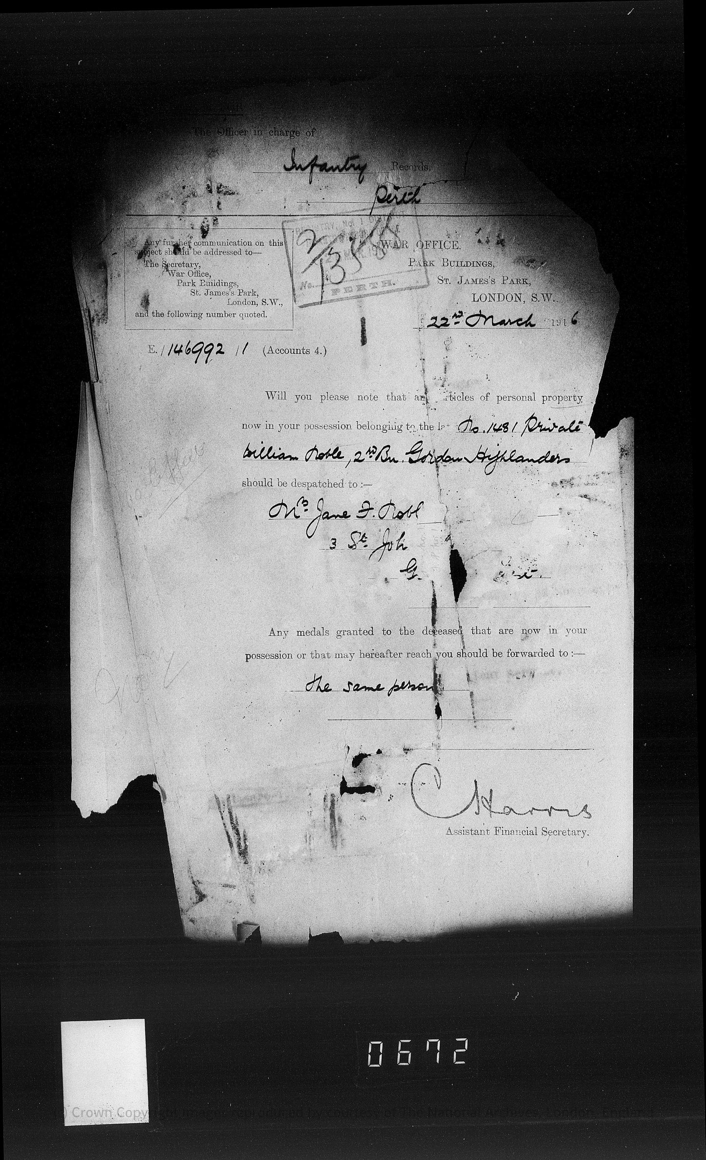 Gordon Highlanders - Killed in Action Battle of Loos Sept 1915 - WW1 Medal Trio - From Cullen, Banffshire