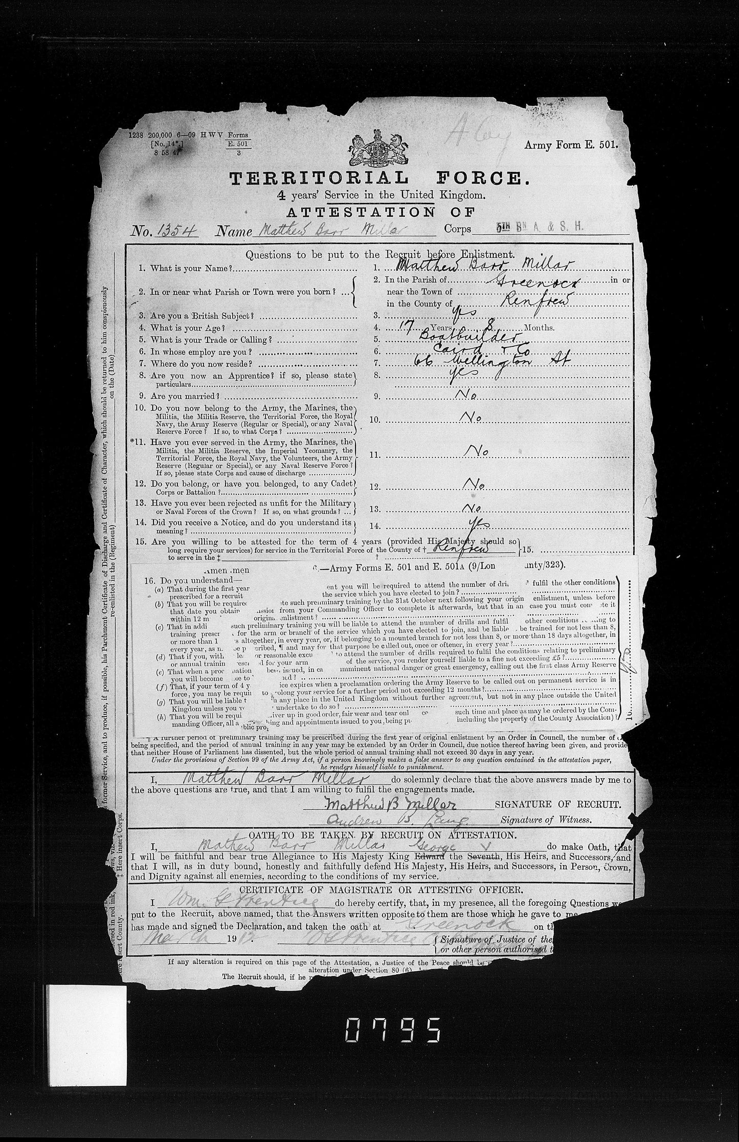 5th Bn. Argyll & Sutherland Highlanders – Killed in Action Palestine 1917 – WW1 Medal Trio & ID Bracelet – From Greenock