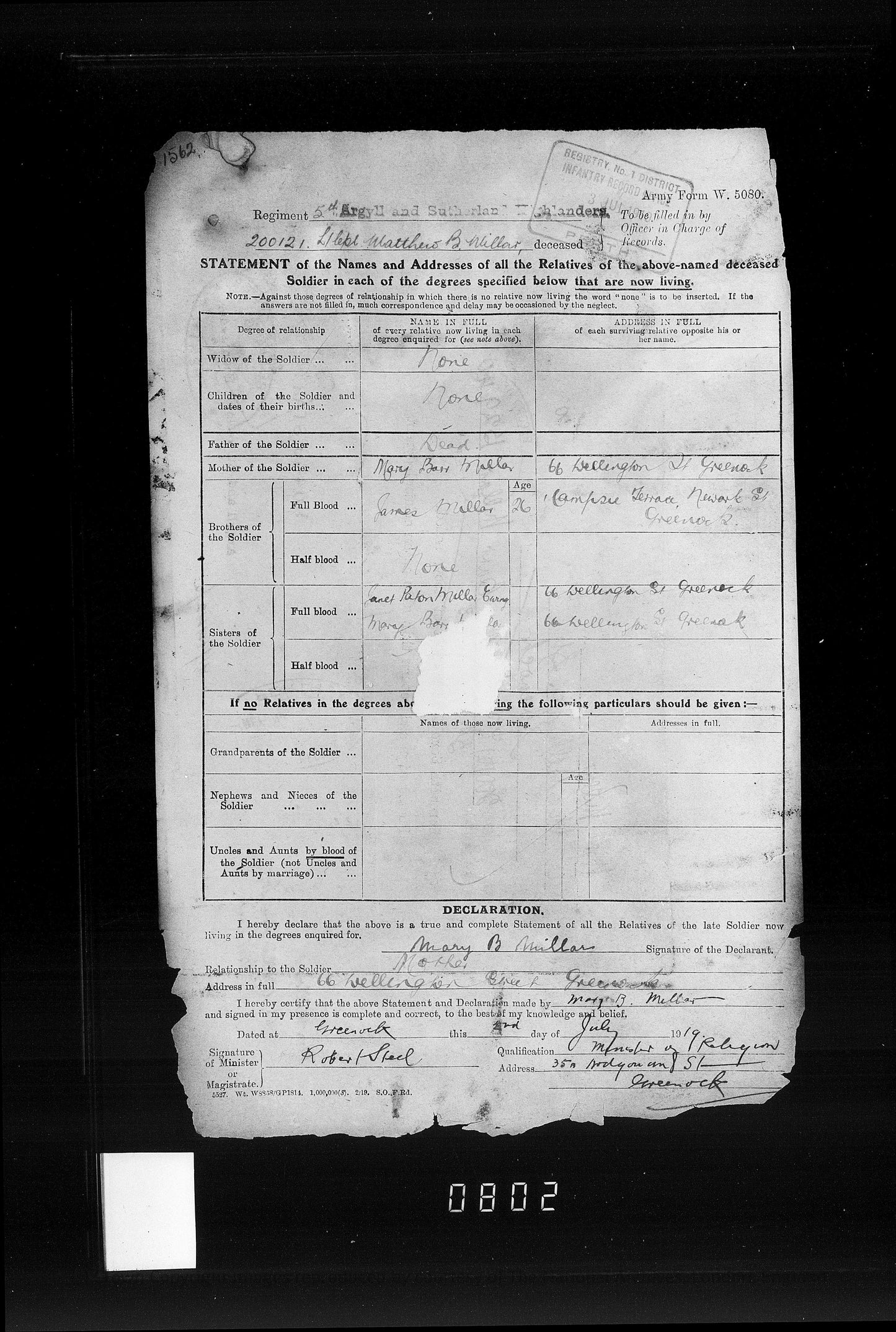 5th Bn. Argyll & Sutherland Highlanders – Killed in Action Palestine 1917 – WW1 Medal Trio & ID Bracelet – From Greenock