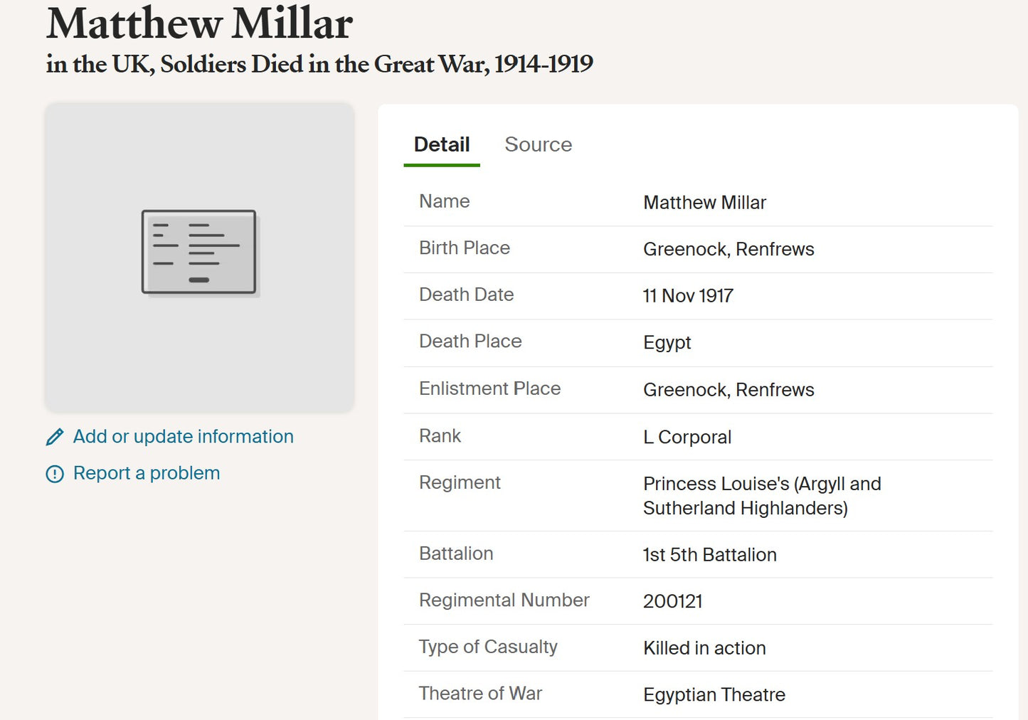 5th Bn. Argyll & Sutherland Highlanders – Killed in Action Palestine 1917 – WW1 Medal Trio & ID Bracelet – From Greenock