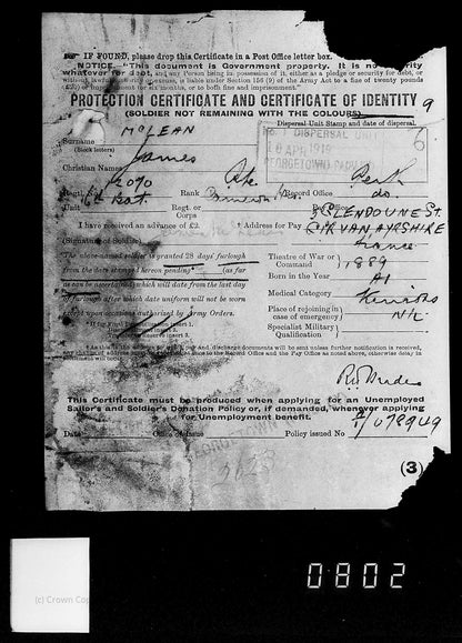 Cameron Highlanders PIPER WW1 Medal Trio 1914 Christmas Tin from Girvan, Ayr