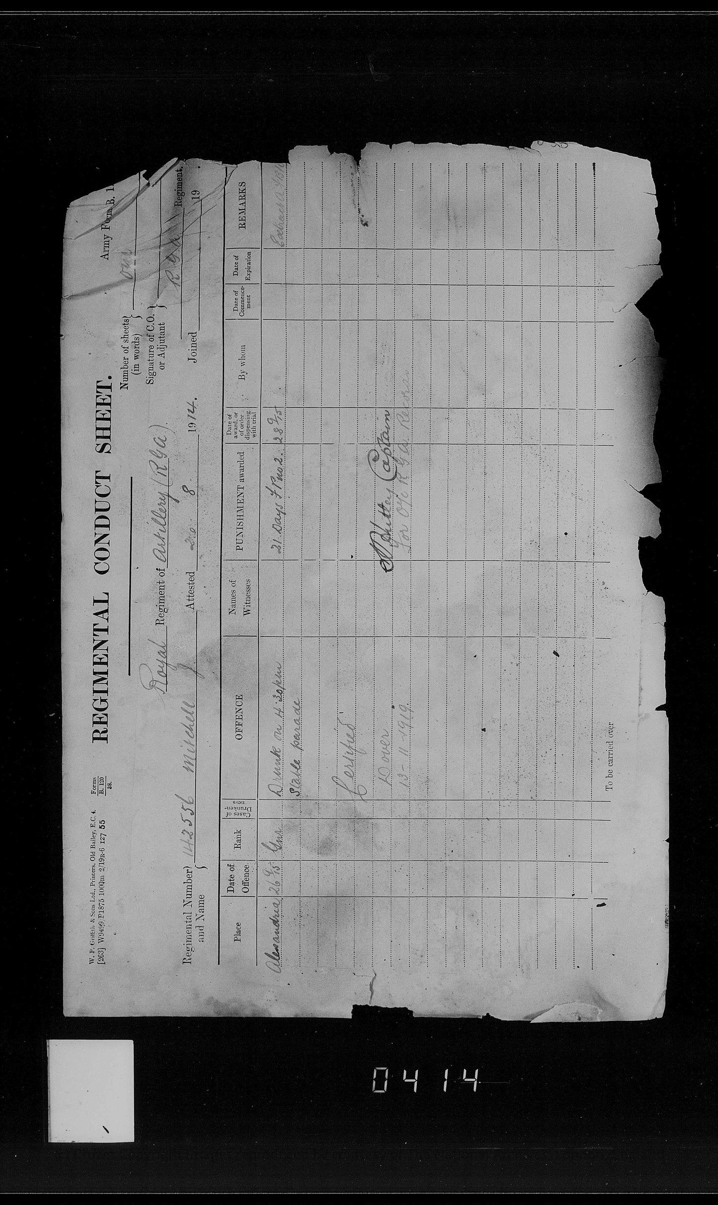 Royal Field Artillery - WW1 Medals - Rodley Leeds - Late West Riding Regiment - Victory Medal Returned