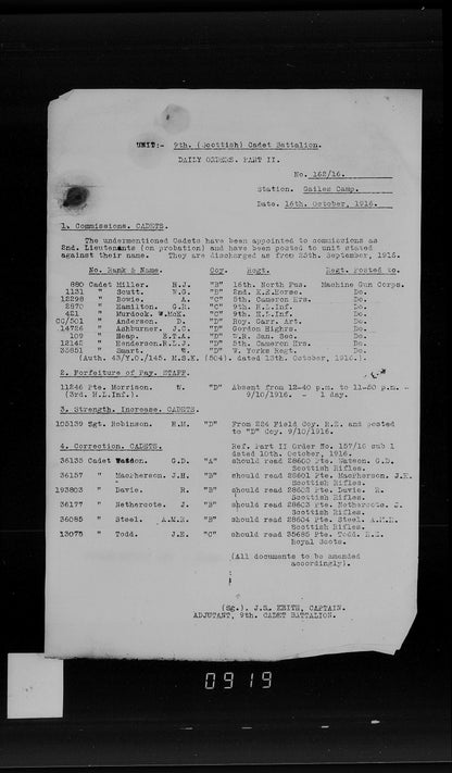 Cameronians Scottish Rifles Officer KIA 1918 MID WW1 Victory Medal from Glasgow