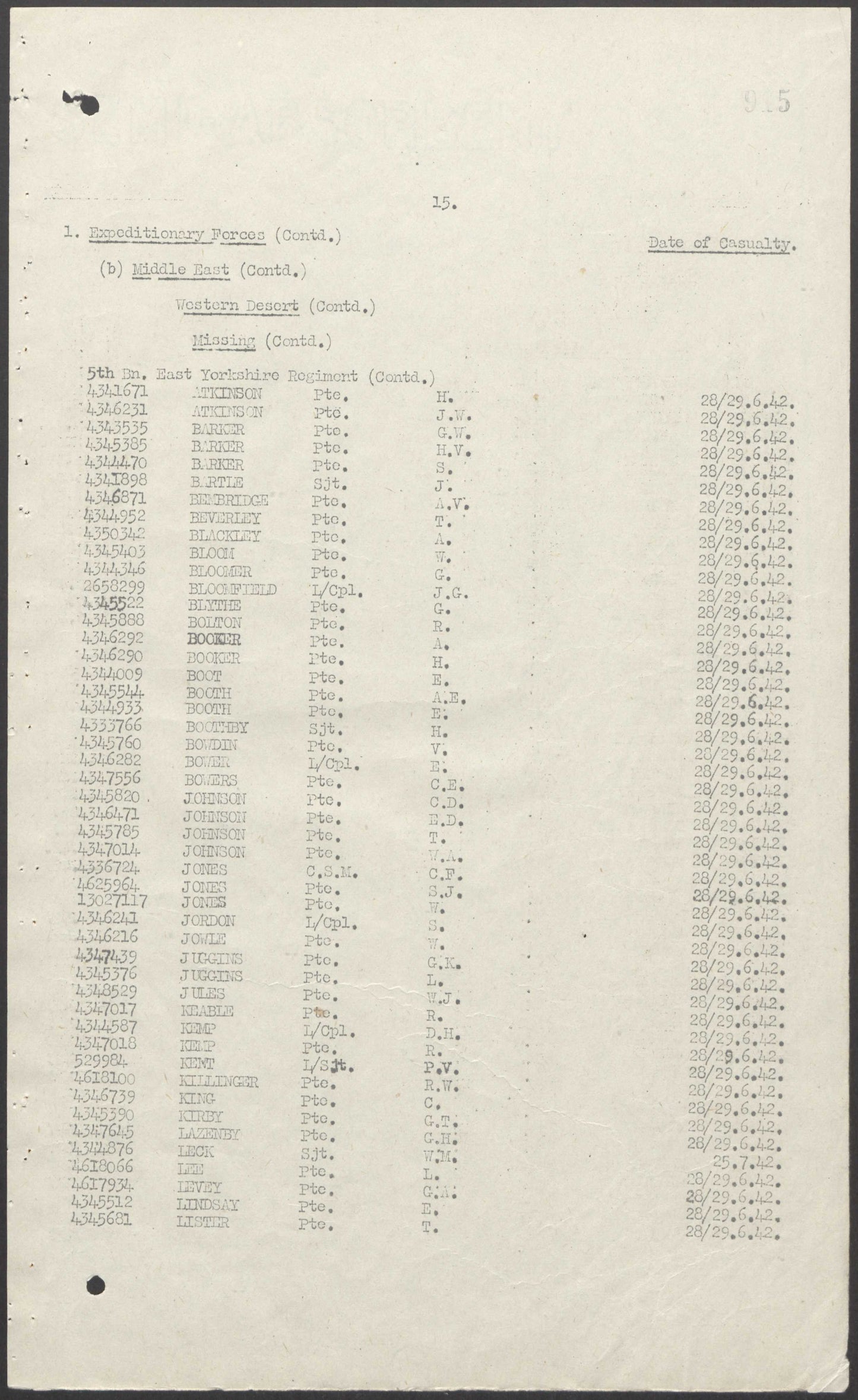 East Yorkshire Regiment POW North Africa 1942 WW2 Medal Group Long Service Company Sergeant Major