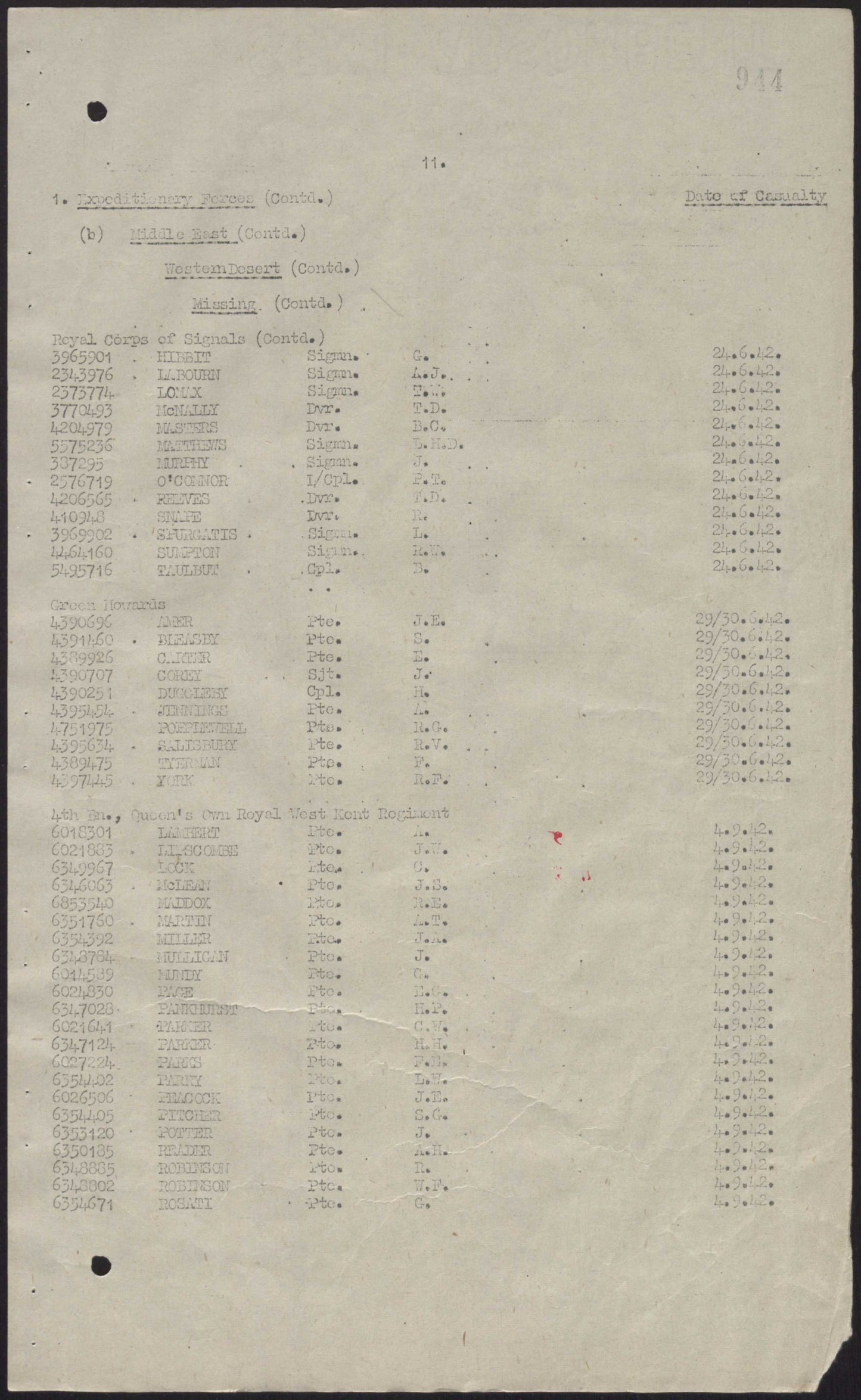 4th Queen’s Own Royal West Kent Regiment DIED POW TOBRUK 1942 WW2 Medals Fulham