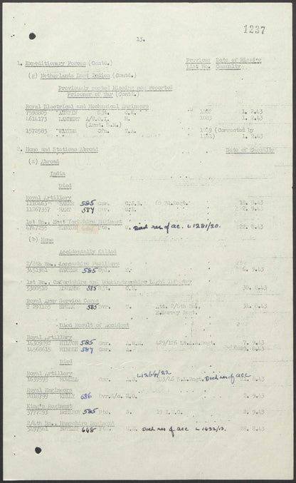Oxfordshire and Buckinghamshire Light Infantry WW2 Medal Group Sgt. Accidentally Killed 1943