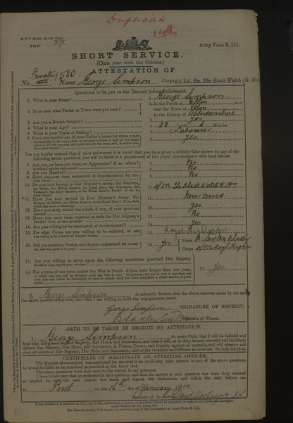 Black Watch (Royal Highlanders) - Killed in Action H.M.S. Goliath Gallipoli 1915 RN - Boer War Queen's South Africa Medal - From Ellon, Aberdeenshire