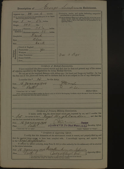 Black Watch (Royal Highlanders) - Killed in Action H.M.S. Goliath Gallipoli 1915 RN - Boer War Queen's South Africa Medal - From Ellon, Aberdeenshire