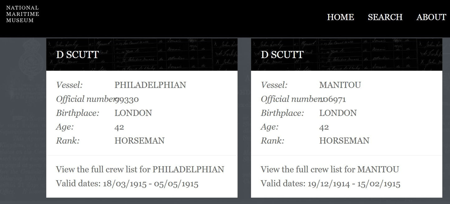 Mercantile Marine WW1 British Medal Pair Dan SCUTT Horseman Lambeth London