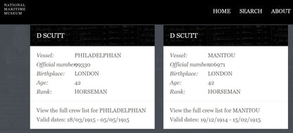 Mercantile Marine WW1 British Medal Pair Dan SCUTT Horseman Lambeth London