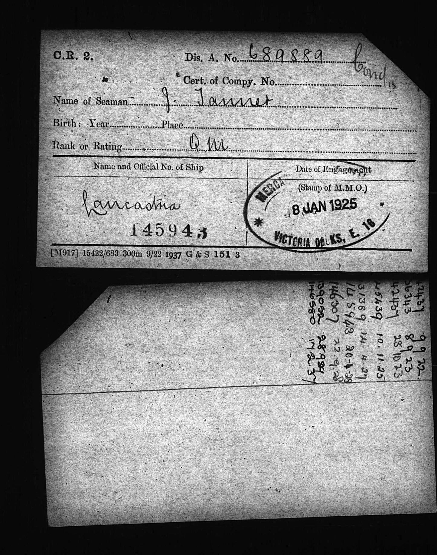 Mercantile Marine WW1 British Medal Pair TANNER Quartermaster & A.B. Edmonton