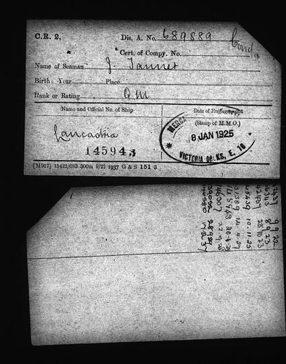 Mercantile Marine WW1 British Medal Pair TANNER Quartermaster & A.B. Edmonton