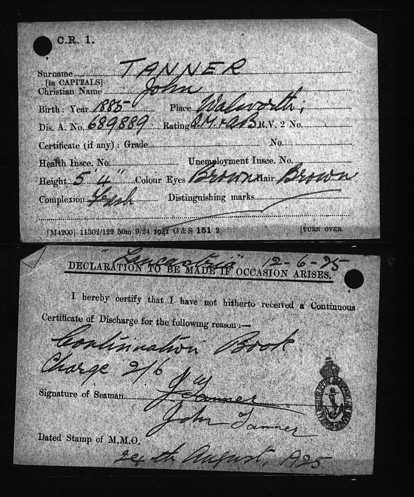 Mercantile Marine WW1 British Medal Pair TANNER Quartermaster & A.B. Edmonton