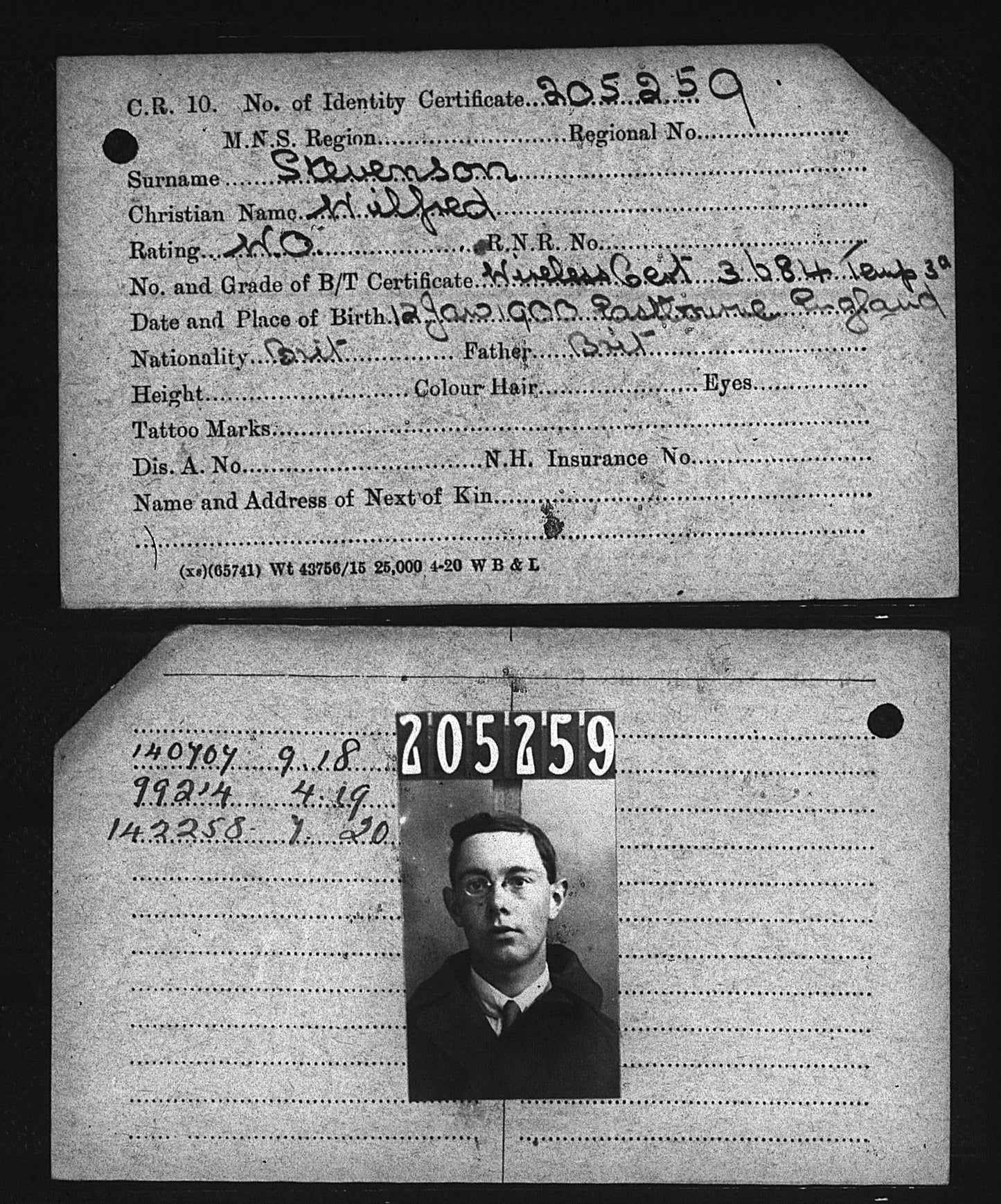 Mercantile Marine WW1 British Medal Pair STEVENSON Radio Operator Eastbourne