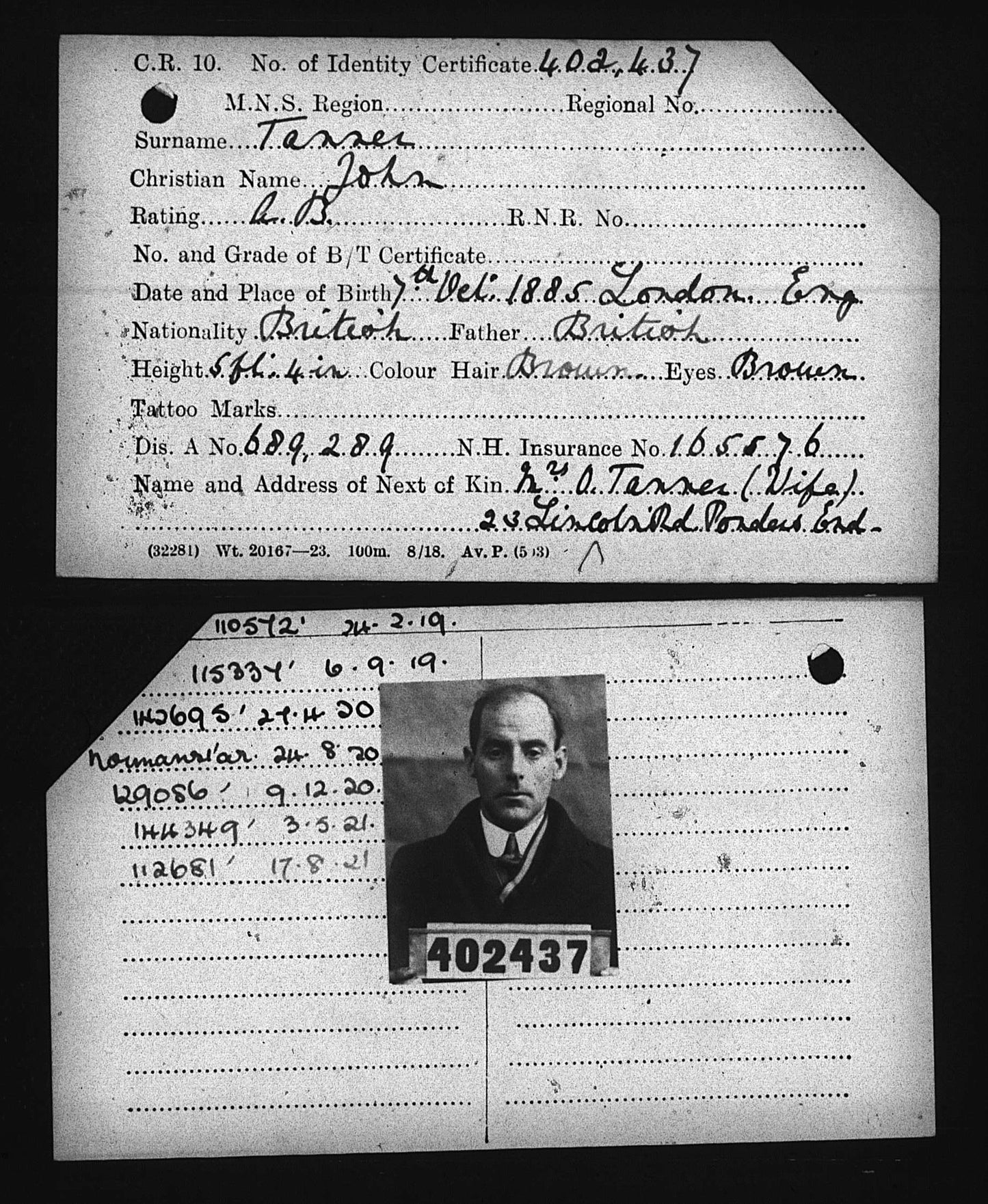 Mercantile Marine WW1 British Medal Pair TANNER Quartermaster & A.B. Edmonton